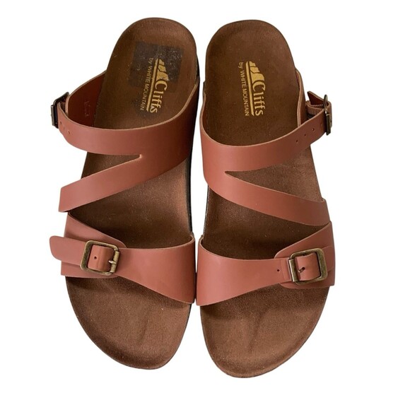 Cliffs by White Mountain Womens Size 10M Brown Faux Leather Sandals Cork Footbed - Picture 4 of 7
